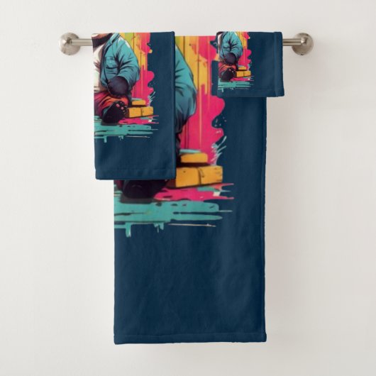 Vibrant Panda Charm | Einzigartige Illustrationsku Badhandtuch Set (Insitu)