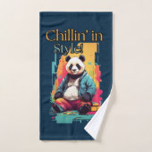 Vibrant Panda Charm | Einzigartige Illustrationsku Badhandtuch Set (Handtuch)