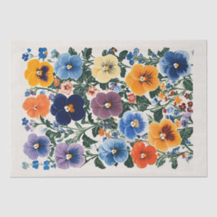 Vibrant Pansy Floral Illustration Seidenpapier