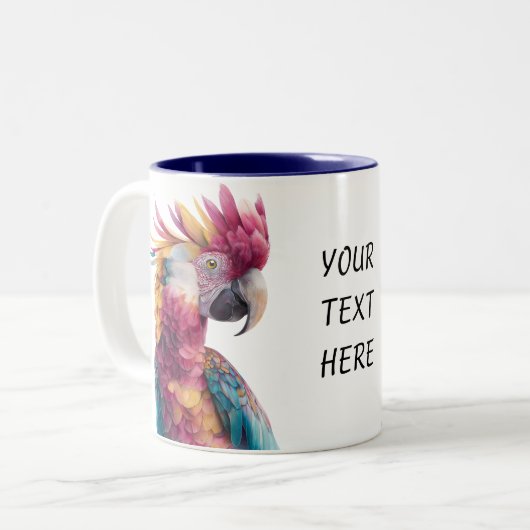 Vibrant Parrot Colourful Tropical Bird Design Zweifarbige Tasse (Vorderseite Links)