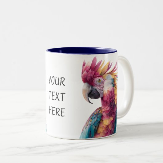 Vibrant Parrot Colourful Tropical Bird Design Zweifarbige Tasse (VorderseiteRechts)