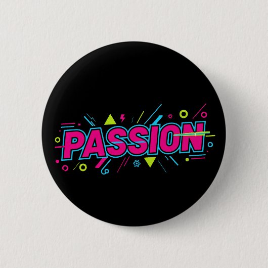 Vibrant Passion Typography - Retro 90s Pop Art Aes Button (Vorderseite)