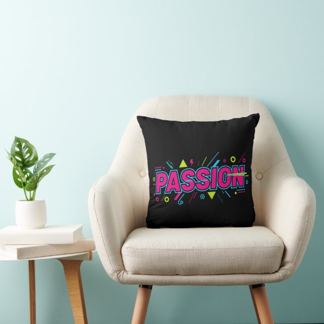 Vibrant Passion Typography - Retro 90s Pop Art Aes Kissen (Stuhl )