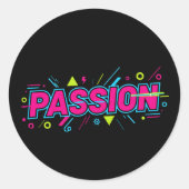 Vibrant Passion Typography - Retro 90s Pop Art Aes Runder Aufkleber (Vorderseite)