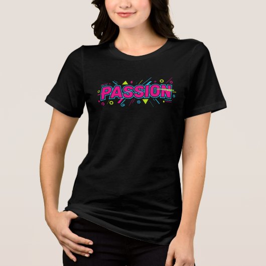 Vibrant Passion Typography - Retro 90s Pop Art Aes Tri-Blend Shirt (Vorderseite)