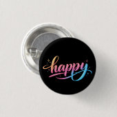 Vibrant Pastel Gradient HAPPY Typography - Modern  Button (Vorne & Hinten)