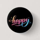 Vibrant Pastel Gradient HAPPY Typography - Modern  Button (Vorderseite)