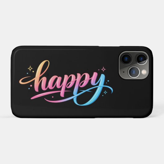 Vibrant Pastel Gradient HAPPY Typography - Modern Case-Mate iPhone Hülle (Rückseite (Horizontal))