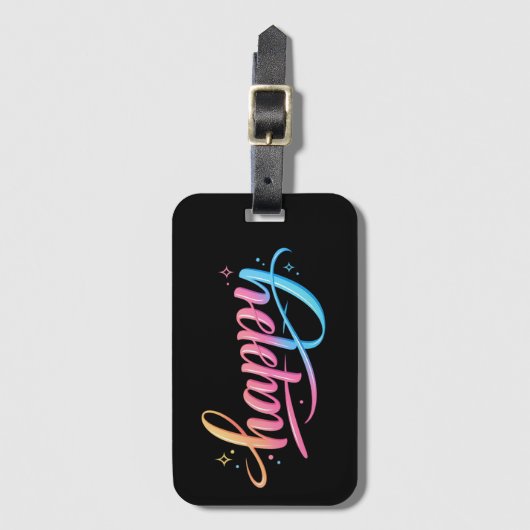 Vibrant Pastel Gradient HAPPY Typography - Modern  Gepäckanhänger (Vorderseite Vertikal)