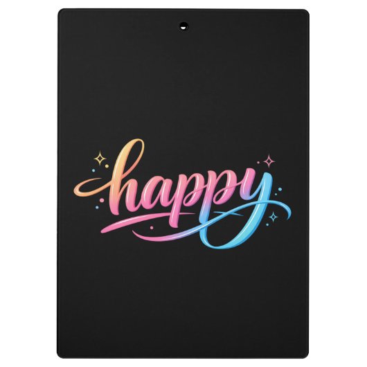 Vibrant Pastel Gradient HAPPY Typography - Modern  Klemmbrett (Rückseite)