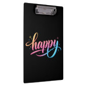 Vibrant Pastel Gradient HAPPY Typography - Modern  Klemmbrett (Rechts)