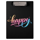 Vibrant Pastel Gradient HAPPY Typography - Modern  Klemmbrett (Vorderseite)