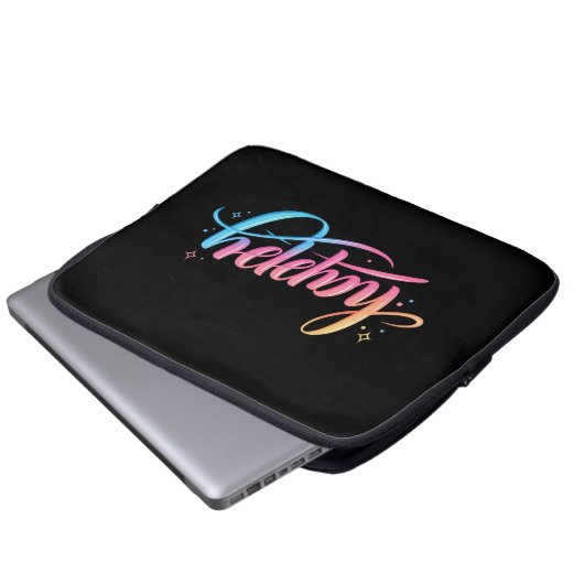 Vibrant Pastel Gradient HAPPY Typography - Modern Laptopschutzhülle (Vorne Knopf)