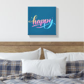 Vibrant Pastel Gradient HAPPY Typography - Modern Leinwanddruck (Insitu (Schlafzimmer))