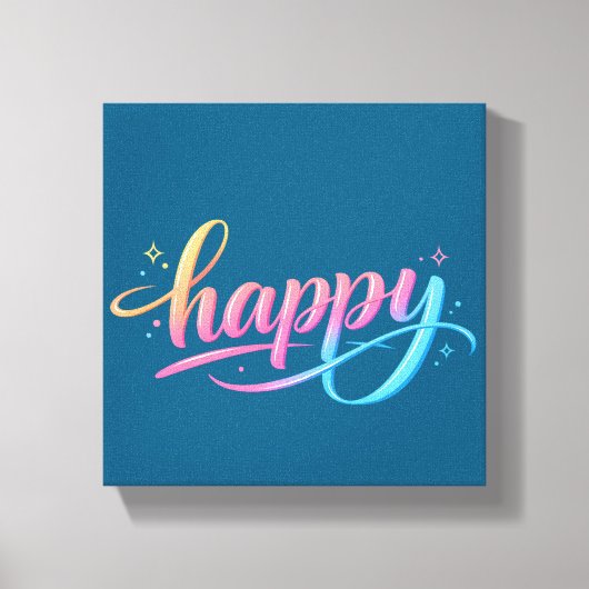 Vibrant Pastel Gradient HAPPY Typography - Modern  Leinwanddruck (Vorderseite)