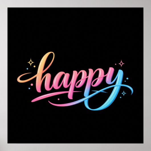 Vibrant Pastel Gradient HAPPY Typography - Modern  Poster (Vorne)