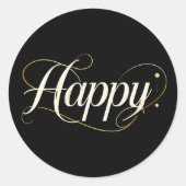 Vibrant Pastel Gradient HAPPY Typography - Modern Runder Aufkleber (Vorderseite)