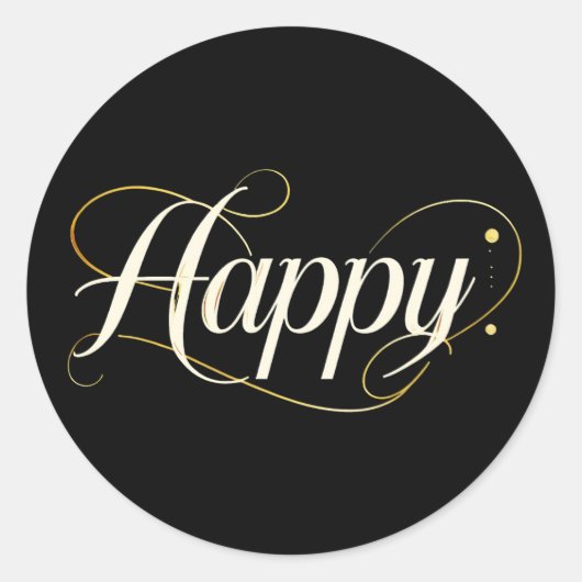 Vibrant Pastel Gradient HAPPY Typography - Modern  Runder Aufkleber (Vorderseite)