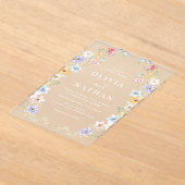 Vibrant Pastel Wildflowers Modern Wedding Acryleinladungen (Ablage )