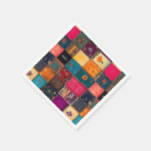 Vibrant Patchwork Quilt with Classic Florals Serviette (Ecke)