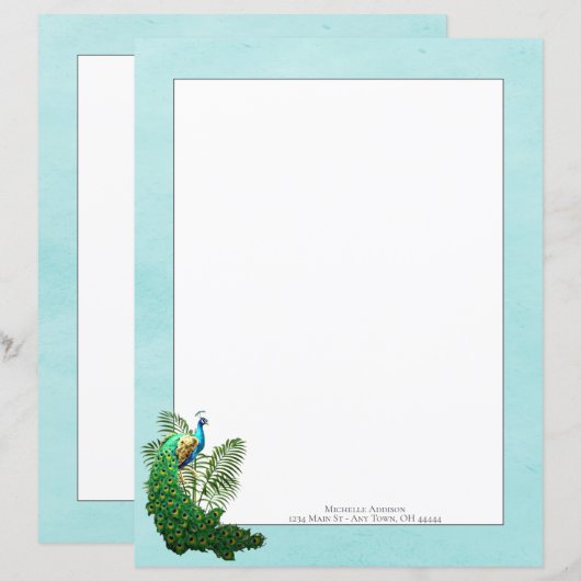 Vibrant Peacock | Aquamarines Blatt (Vorne/Hinten)