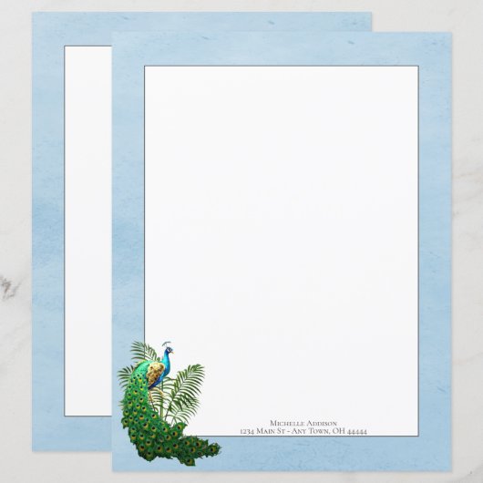 Vibrant Peacock | Blue Paper Sheet (Vorne/Hinten)