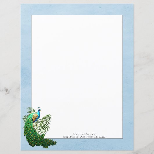 Vibrant Peacock | Blue Paper Sheet (Vorderseite)