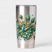 Vibrant Peacock Feather Mug Thermobecher (Rückseite)