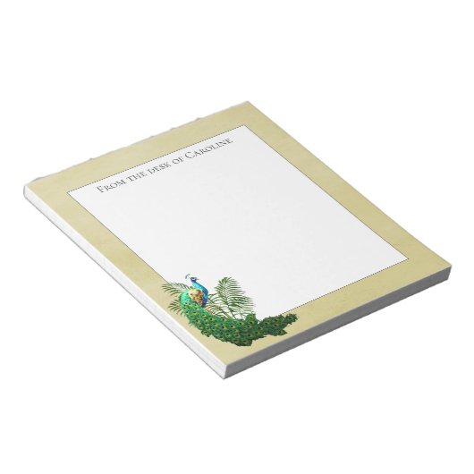 Vibrant Peacock | Gelber Notepad Notizblock (angewinkelt)