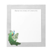 Vibrant Peacock | Grau Notepad Notizblock (Vorderseite)