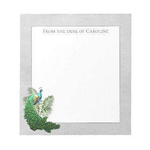 Vibrant Peacock Grau Notepad Notizblock