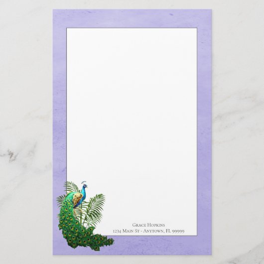 Vibrant Peacock | Lavender Stationery Briefpapier (Vorderseite)