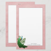 Vibrant Peacock | Pink Stationery Briefpapier (Vorne/Hinten)