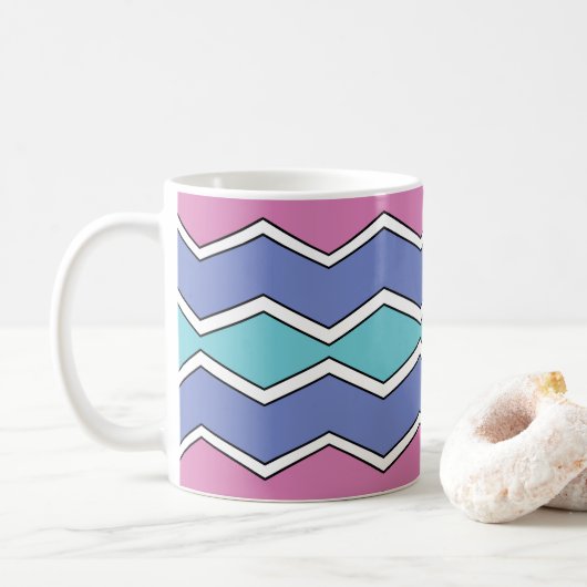 Vibrant Peaks ZigZag Kaffeetasse (Mit Donut)