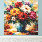 Vibrant Peonies Bouquet in Vase Impasto Leinwanddruck (Insitu (Holzboden))