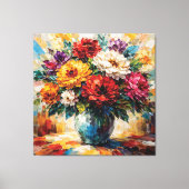 Vibrant Peonies Bouquet in Vase Impasto Leinwanddruck (Vorderseite)