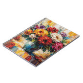 Vibrant Peonies Bouquet in Vase Impasto Notizblock (Linke Seite)