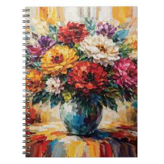 Vibrant Peonies Bouquet in Vase Impasto Notizblock