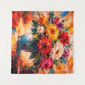 Vibrant Peonies Bouquet in Vase Impasto Wandteppich (Vorderseite (Horizontal))
