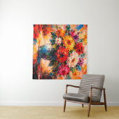Vibrant Peonies Bouquet in Vase Impasto Wandteppich (Beispiel (Horizontal))