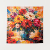 Vibrant Peonies Bouquet in Vase Impasto Wandteppich (Vorderseite)