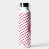 Vibrant Pink and Green Stripes Monogram Trinkflasche (Vorne)