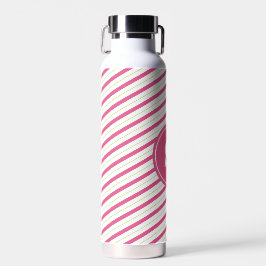 Vibrant Pink and Green Stripes Monogram Trinkflasche