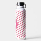 Vibrant Pink and Green Stripes Monogram Trinkflasche (Rückseite)