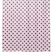 VIBRANT PINK BLACK HERZ PATTERN SHOWER CURTAN DUSCHVORHANG (Vorderseite)