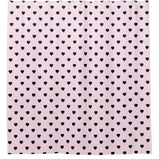 VIBRANT PINK BLACK HERZ PATTERN SHOWER CURTAN DUSCHVORHANG (Vorderseite)
