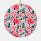 Vibrant Pink Christmas Floral 1 Sided Photo Keramik Ornament (Hinten)