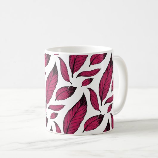 Vibrant Pink Feather Pattern Kaffeetasse (VorderseiteRechts)