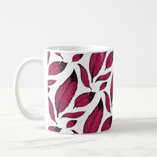 Vibrant Pink Feather Pattern Kaffeetasse (Links)