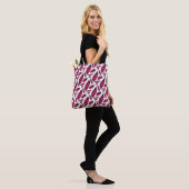 Vibrant Pink Feather Pattern Tasche (Am Model)